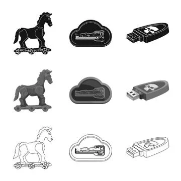 Vector design of virus and secure symbol. Collection of virus and cyber vector Stockillustratie