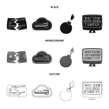 Vector design of virus and secure logo. Set of virus and cyber stock symbol for イラスト素材