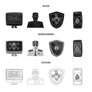 Vector design of virus and secure icon. Collection of virus and cyber stock Stock Illustration