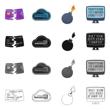 Vector design of virus and secure icon. Collection of virus and cyber stock 库存插图