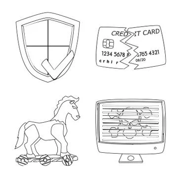 Vector design of virus and secure icon. Set of virus and cyber stock symbol for Stock-Illustration