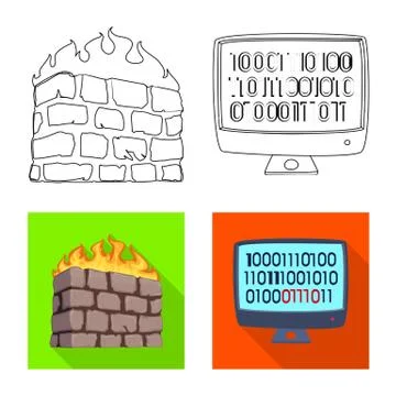 Vector design of virus and secure symbol. Collection of virus and cyber stock Stockillustratie