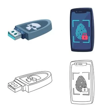 Vector design of virus and secure symbol. Set of virus and cyber vector icon for Stockillustratie