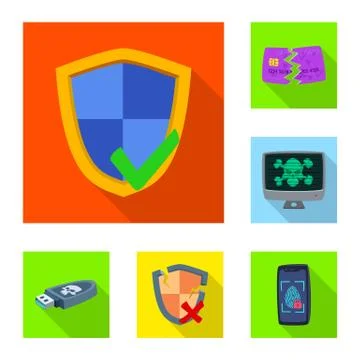 Vector design of virus and secure icon. Collection of virus and cyber vector Stock Illustration