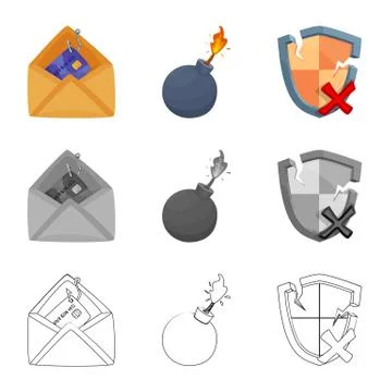 Vector design of virus and secure logo. Set of virus and cyber vector icon for Stock Illustration