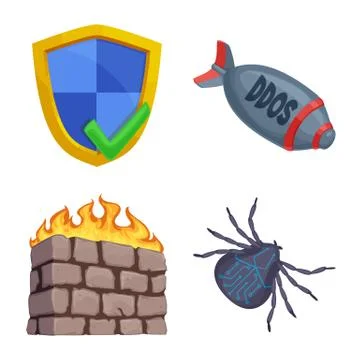 Vector design of virus and secure icon. Collection of virus and cyber vector Illustrazione stock