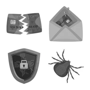 Vector design of virus and secure symbol. Collection of virus and cyber vector Stock Illustration