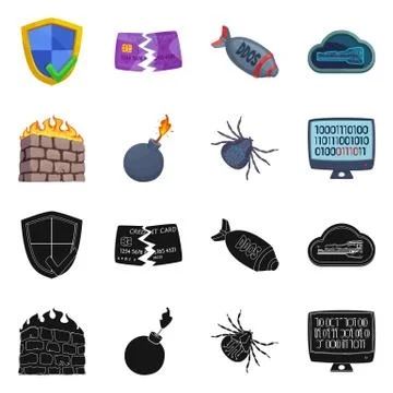 Vector design of virus and secure icon. Collection of virus and cyber stock イラスト素材