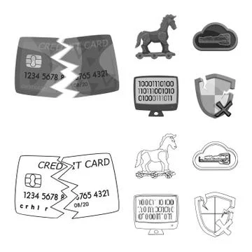 Vector design of virus and secure logo. Collection of virus and cyber vector Illustrazione stock