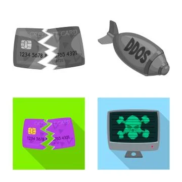 Vector design of virus and secure icon. Collection of virus and cyber stock 스톡 일러스트