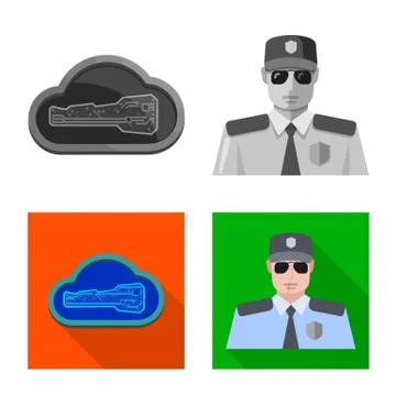 Vector design of virus and secure logo. Collection of virus and cyber stock Stock Illustration