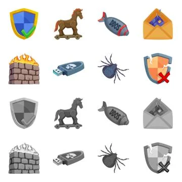 Vector design of virus and secure symbol. Collection of virus and cyber vector Stock-Illustration