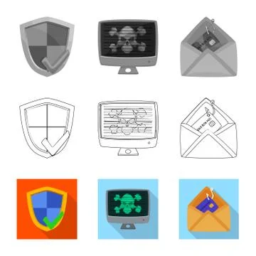 Vector design of virus and secure icon. Set of virus and cyber stock symbol for イラスト素材