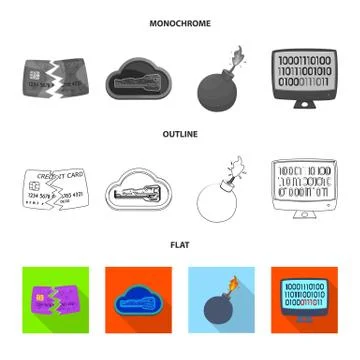 Vector design of virus and secure sign. Collection of virus and cyber stock イラスト素材