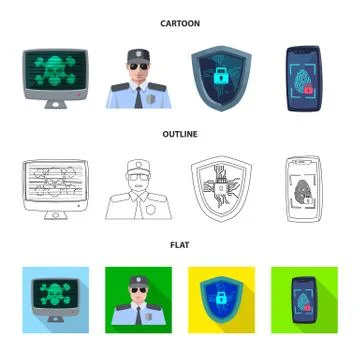 Vector design of virus and secure icon. Collection of virus and cyber stock イラスト素材