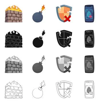 Vector design of virus and secure logo. Set of virus and cyber vector icon for Stock Illustration