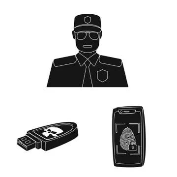 Vector design of virus and secure icon. Set of virus and cyber vector icon for Stockillustratie