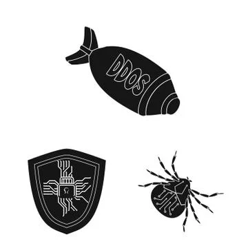 Vector design of virus and secure icon. Collection of virus and cyber vector Stock Illustration