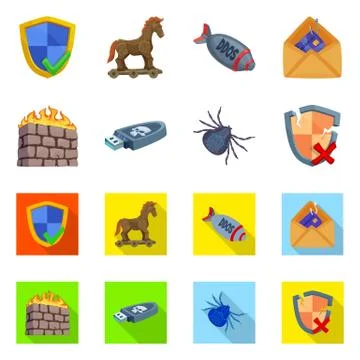 Vector design of virus and secure symbol. Collection of virus and cyber vector Stock-Illustration