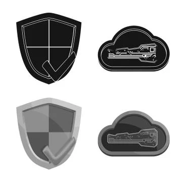 Vector design of virus and secure icon. Collection of virus and cyber stock イラスト素材