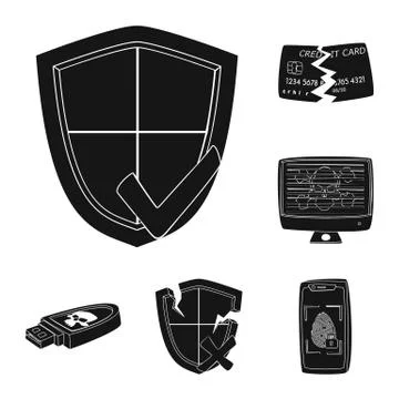 Vector design of virus and secure symbol. Collection of virus and cyber stock 스톡 일러스트