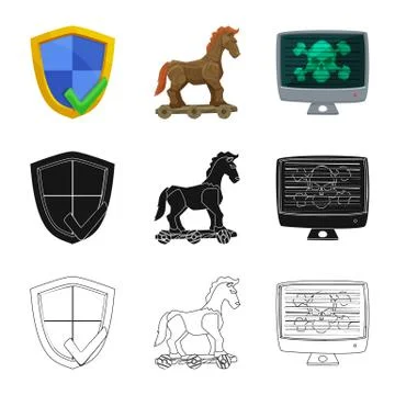 Vector design of virus and secure logo. Set of virus and cyber stock symbol for Stock-Illustration