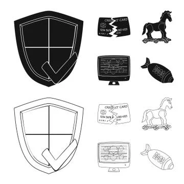 Vector design of virus and secure logo. Set of virus and cyber stock symbol for Stock Illustration