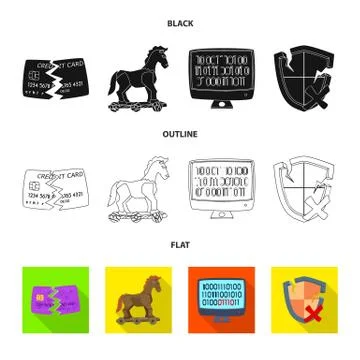 Vector design of virus and secure logo. Collection of virus and cyber stock Stockillustratie