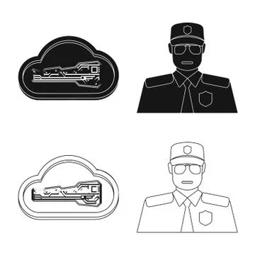 Vector design of virus and secure icon. Set of virus and cyber stock vector Illustrazione stock