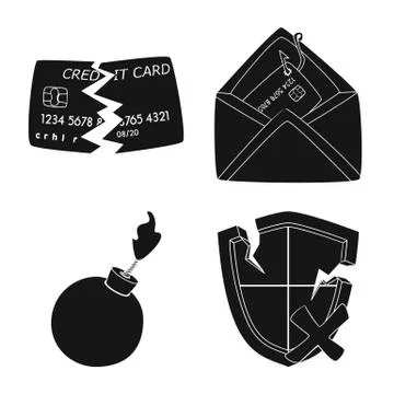Vector design of virus and secure icon. Set of virus and cyber vector icon for Stock Illustration