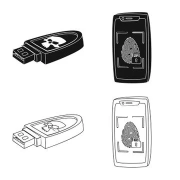 Vector design of virus and secure logo. Set of virus and cyber stock vector Stock Illustration