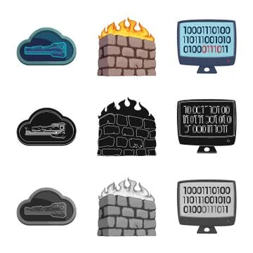 Vector design of virus and secure logo. Collection of virus and cyber vector 库存插图