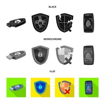 Vector design of virus and secure symbol. Set of virus and cyber vector icon for Stockillustratie