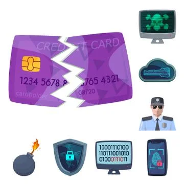 Vector design of virus and secure icon. Collection of virus and cyber stock Stockillustratie