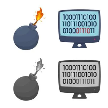Vector design of virus and secure icon. Set of virus and cyber stock vector イラスト素材