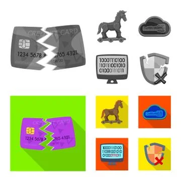 Vector design of virus and secure logo. Collection of virus and cyber vector イラスト素材