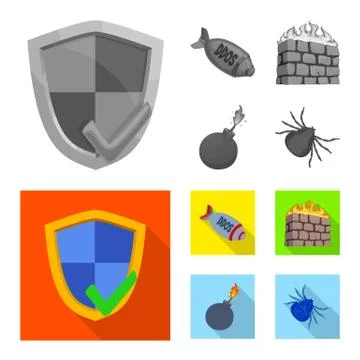 Vector design of virus and secure icon. Set of virus and cyber stock vector Illustrazione stock