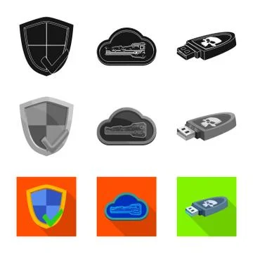 Vector design of virus and secure icon. Collection of virus and cyber stock 스톡 일러스트