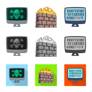 Vector design of virus and secure sign. Collection of virus and cyber vector 库存插图