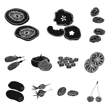 Vector design of vitamin and nature symbol. Set of vitamin and dried vector icon Stock Illustration