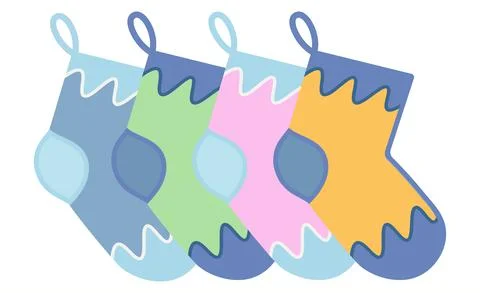 Vector design of warm knitted socks set isolated on transparent background. C Stock Illustration