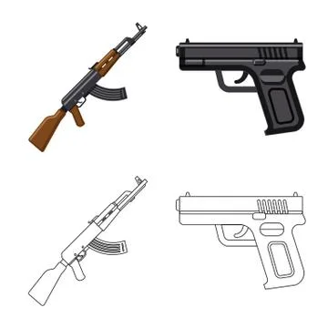 Vector design of weapon and gun icon. Set of weapon and army vector icon for Illustrazione stock