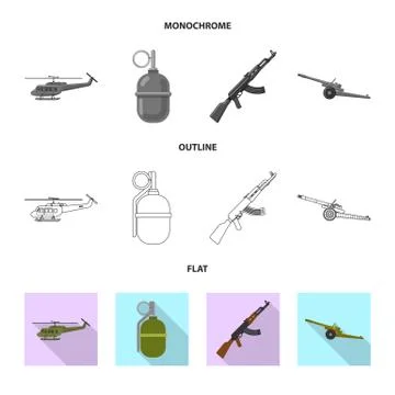 Vector design of weapon and gun sign. Collection of weapon and army stock vector Stock Illustration