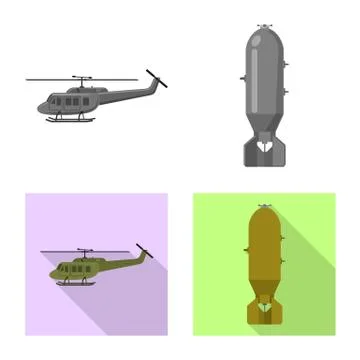 Vector design of weapon and gun icon. Collection of weapon and army stock symbol Stock Illustration