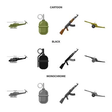 Vector design of weapon and gun sign. Collection of weapon and army stock symbol Stockillustratie