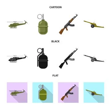 Vector design of weapon and gun sign. Set of weapon and army stock symbol for Stock Illustration