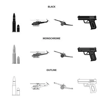 Vector design of weapon and gun icon. Collection of weapon and army vector icon イラスト素材