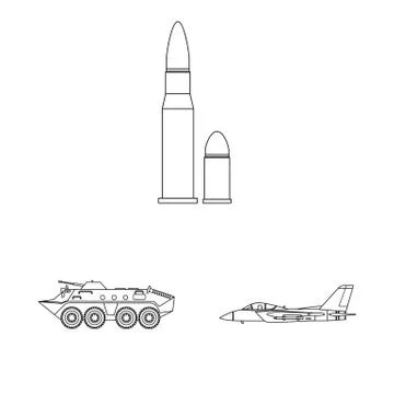 Vector design of weapon and gun symbol. Set of weapon and army stock symbol for Stock Illustration