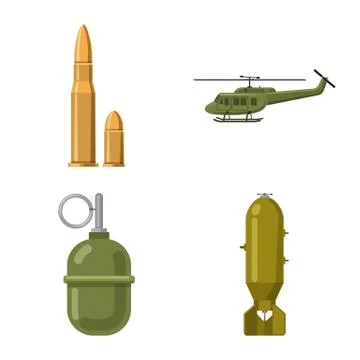 Vector design of weapon and gun icon. Collection of weapon and army stock vector Stock Illustration