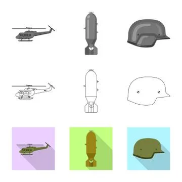 Vector design of weapon and gun sign. Set of weapon and army vector icon for Stock Illustration